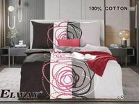 Pościel ELWAY satyna bawełniana 140x200cm RÓŻOWY ZYGZAK