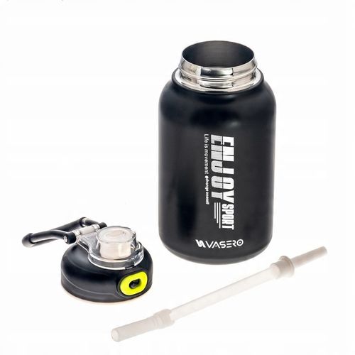 KUBEK TERMICZNY BIDON TERMOS PRÓŻNIOWY 800ml blokada uchwyt ustnik + SŁOMKA na Arena.pl