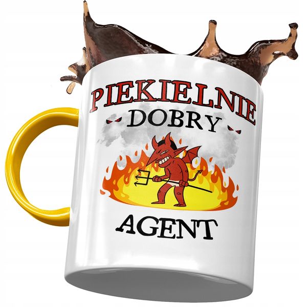 Kubek Żółty Dla Agenta Piekielnie Dobry Agent Z Nadrukiem Ze Zdjęciem zdjęcie 1