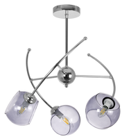 Modernistyczna lampa sufitowa VEN 2690/3 szklana chrom przydymiona