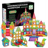 Klocki Magnetyczne Konstrukcyjne Edukacyjne Duże Kafelki Układanka 106 elem