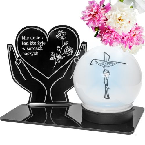 ZNICZ z Kulą Solarną na Grób STATUETKA LED NA CMENTARZ Wieczny Szkło Akryl na Arena.pl