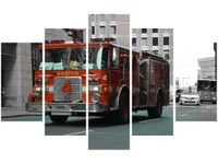 70 100CM OBRAZ 5 ELEM BOSTOŃSKI WÓZ STRAŻACKI BRETT LEVIN DRUK PŁÓTNO