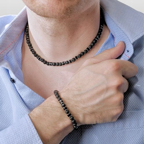 Bransoletka Męska Srebrna Prezent Dla Faceta Prezent Na Święta Lawa Onyks na Arena.pl