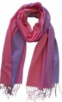 Cashmere - piękny elegancki cieniowany szal z frędzlami różowo-fioletowy