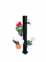 Kran słupek ogrodowy Czarny z uchwytami na kwiaty 3/4 cala