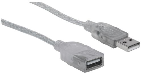 PRZEDŁUŻACZ KABEL MANHATTAN USB 2.0 A-A M/F 1,8M SREBRNY 336314 na Arena.pl