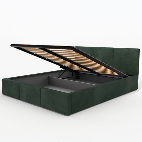 ŁÓŻKO TAPICEROWANE 180x200 ŁÓŻKO PODWÓJNE Z POJEMNIKIEM BUTELKOWA ZIELEŃ na Arena.pl