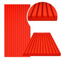 Panele akustyczne LAMELE 120x40x3 cm | Pianka poliuretanowa Czerwona