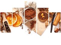 70 100CM OBRAZ 5 ELEM DOMOWE CIASTECZKA DRUK PŁÓTNO