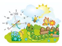 60CM 40CM ZEGAR OBRAZ GĄSIENICA PRZYJACIELE ŁĄCE DRUK PŁÓTNO RAMA