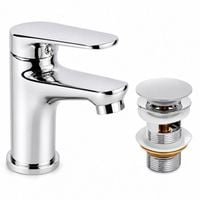 Zestaw bateria umywalkowa korek klik klak z przelewem chrom Yoka Home