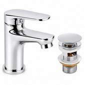 Zestaw bateria umywalkowa korek klik klak z przelewem chrom Yoka Home