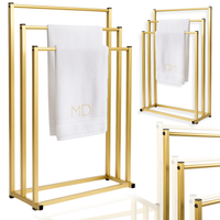 STOJAK ŁAZIENKOWY TRZY RAMIONA ZŁOTY METALOWY NOWOCZESNY WIESZAK UCHWYT