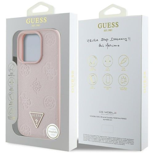 Etui Guess Grained Hot Stamp Peony Triangle Logo MagSafe do iPhone 16 Pro na Arena.pl