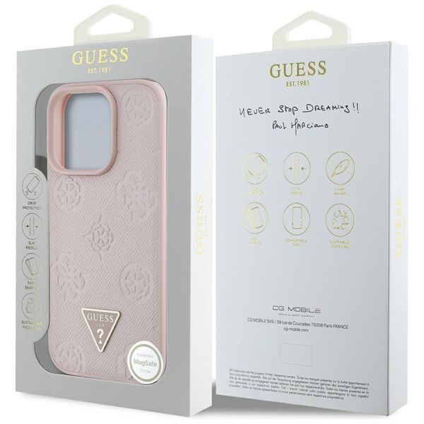 Etui Guess Grained Hot Stamp Peony Triangle Logo MagSafe do iPhone 16 Pro zdjęcie 8