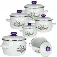 ZESTAW GARNKÓW 1,5/2,5/3,5/5L TRADYCYJNE EMALIOWANE MONSTERA GAZ INDUKCJA