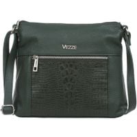 VEZZE torebka damska skórzana listonoszka kroko z paskiem V022 c.zielona