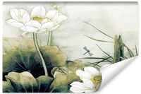 Fototapeta LILIE Wodne Kwiaty Rośliny Liście Abstrakcja 180cm x 120cm