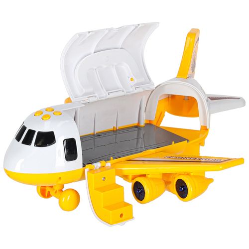 Transporter Samolot Rozkładany z Autami + 3 Auta Pojazdy Budowlane Światła na Arena.pl