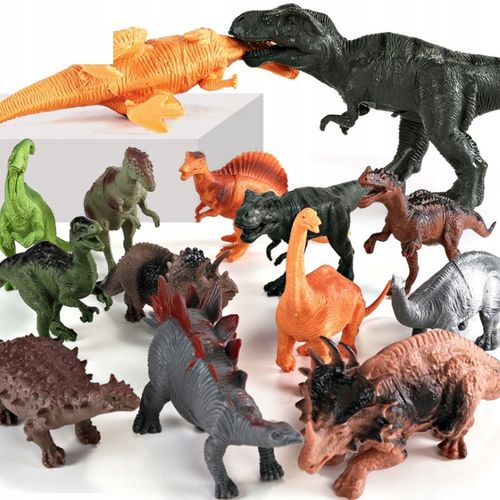 DUŻY ZESTAW FIGUREK Z DINOZAURAMI W PUDEŁKU 44 ELEMENTY T-REX TYRANOZAUR na Arena.pl