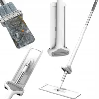 Mop płaski z wyciskaczem ręcznym 125cm składany szeroki mikrofibra