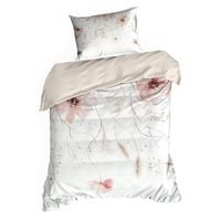 Pościel Premium 140x200 + 70x80 satyna bawełna biało‑różowa w kwiaty