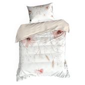 Pościel Premium 140x200 + 70x80 satyna bawełna biało‑różowa w kwiaty