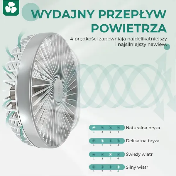 Wentylator stołowy Ocoopa D77 silver akumulator USB oscylator zdjęcie 6