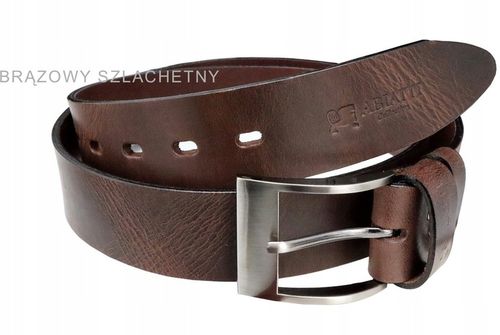 SKÓRZANY PASEK MĘSKI DO SPODNI BRĄZOWY SZEROKI PAS DO JEANSÓW GRUBA SKÓRA na Arena.pl