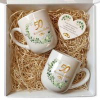 PREZENT na 50 ROCZNICĘ ŚLUBU zestaw upominkowy kubki i magnes JUBILEUSZ