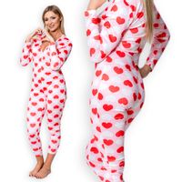 PIŻAMA DAMSKA BiałoCzerwone Body SERDUSZKA 198 r.M