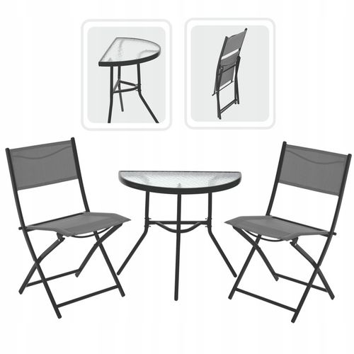 ZESTAW MEBLI BALKONOWYCH DO OGRODU 2x KRZESŁA SKŁADANE + STÓŁ na Arena.pl