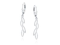 WISZĄCE AŻUROWE RODOWANE KOLCZYKI LISTKI LIŚCIE