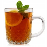 KUBEK SZKLANY TRADYCYJNY SZKLANKA Z UCHEM DO KAWY HERBATY 225 ML