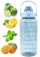 BUTELKA NA WODĘ BIDON Z MIARKĄ ZE SŁOMKĄ PRZYPOMNIENIEM SIŁOWNIA FITNESS 2L