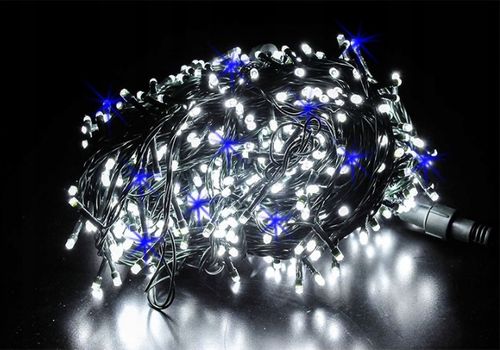 LAMPKI CHOINKOWE FLASH 100 LED GRUBE ZEWNĘTRZNE BIAŁE ZIMNE BŁYSK NIEBIESKI na Arena.pl