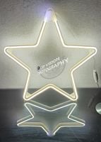 OZDOBA ŚWIĄTECZNA GWIAZDA NEON LED okno ZIMNY BIAŁY + GRATIS NAKLEJKI