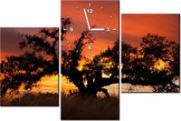 60CM 90 ZEGAR 3 ELEM DĄB ZACHODZĄCYM SŁOŃCU DON MCCULLOUGH ŚCIENNY