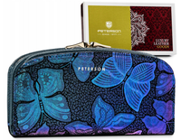 skórzany portfel damski zdobiony holograficznymi motylami — peterson