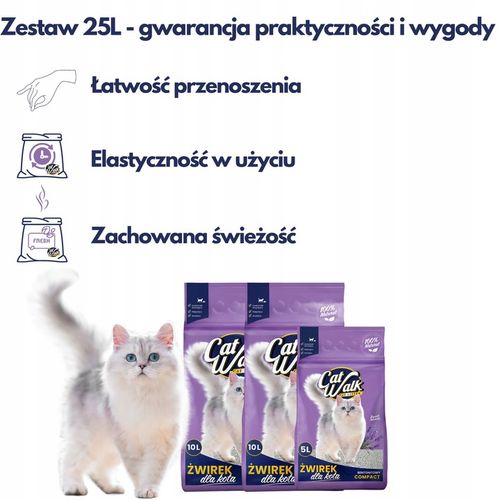 Żwirek dla kota bentonitowy 25L LAWENDOWY CatWalk zbrylający 25L Naturalny na Arena.pl