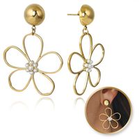 kolczyki ze stali szlachetnej platerowane 14k złotem kwiaty cyrkonie