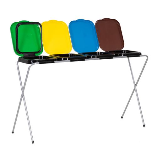 Stojak na worki na śmieci 4 komory kosz do segregacji odpadów, stelaż z pokrywami na Arena.pl