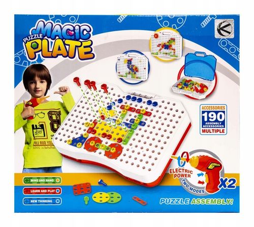 Zestaw klocki konstrukcyjne walizka z narzędziami 190 elementów na Arena.pl