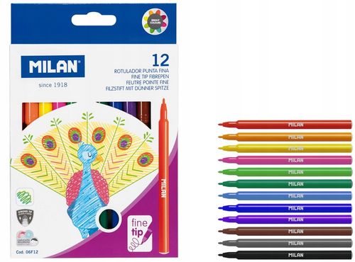 FLAMASTRY Z CIENKĄ KOŃCÓWKĄ 12 KOL. 0754 na Arena.pl