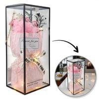 bukiet zapachowych kwiatów mydlanych w pudełku na prezent, świecące led