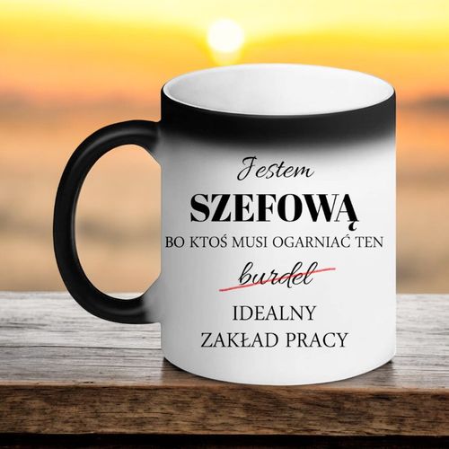 KUBEK MAGICZNY ŚMIESZNY PREZENT DLA KIEROWNIKA SZEFOWEJ URODZINY IMIENINY na Arena.pl