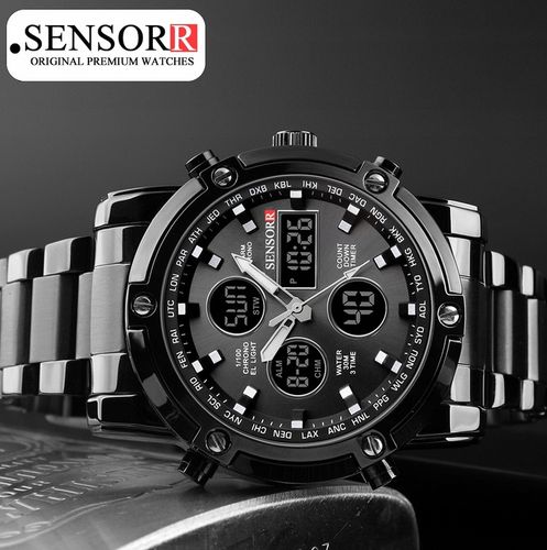 MODNY ZEGAREK MĘSKI NA BRANSOLECIE NOWY MODEL 2024 SENSORR LED Stal 304 na Arena.pl