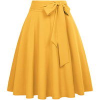 Damska Spódnica Midi Vintage A-Line Plisowana Elegancka Wygodna Żółta XS