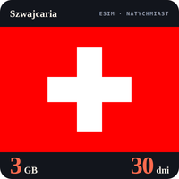 Karta eSIM Internet Szwajcaria 3 GB na 30 dni - bez rejestracji
